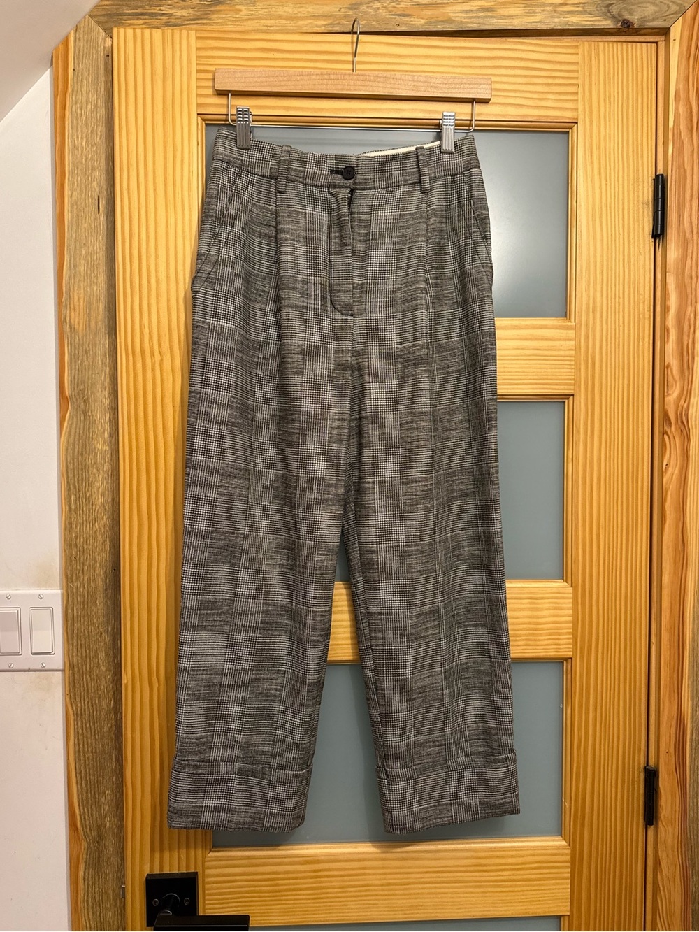 Wilfred Free Aritzia Gray Glen Plaid Wide-Leg Dress Pants